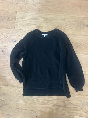 Time and Tru Black Waffle Knit Crew Sweater